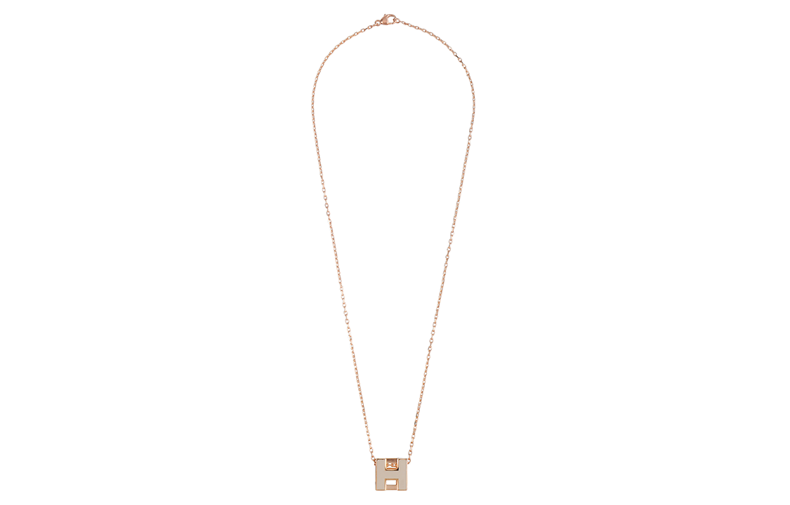 HERMES Cage d'H Alloy Necklace Unisex Rose Gold Beige Luxe Gift H143991FO55 圖 5