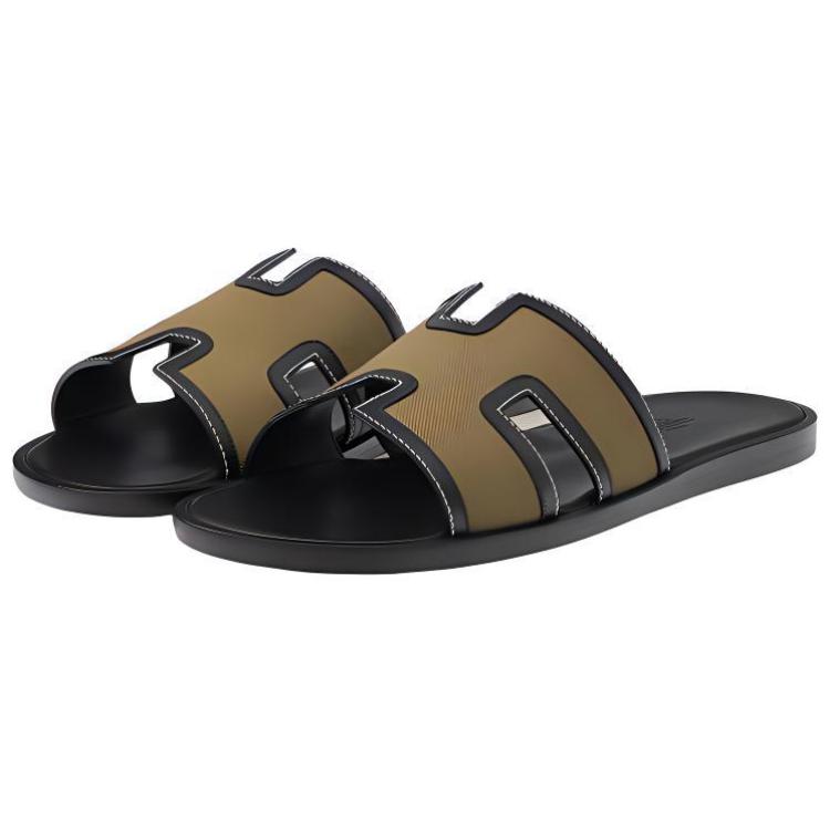 HERMES Calfskin Fashion Sandals 'Black Brown'