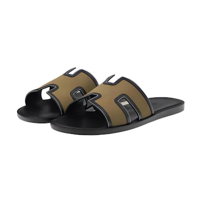 HERMES Calfskin Fashion Sandals 'Black Brown'