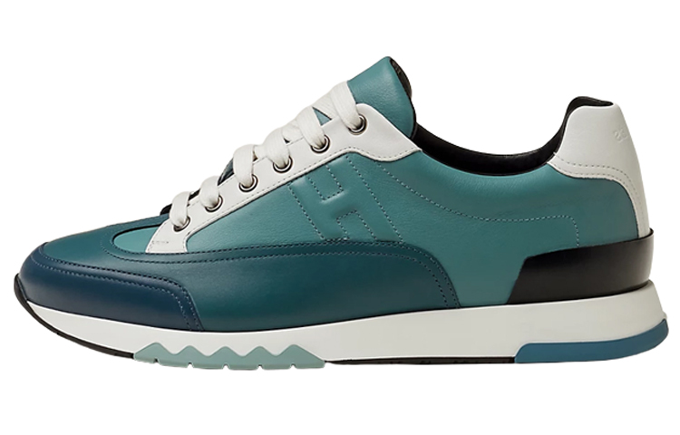 HERMES Calfskin Lace-Up Sneakers 'Green Blue' H191395Z-HMB