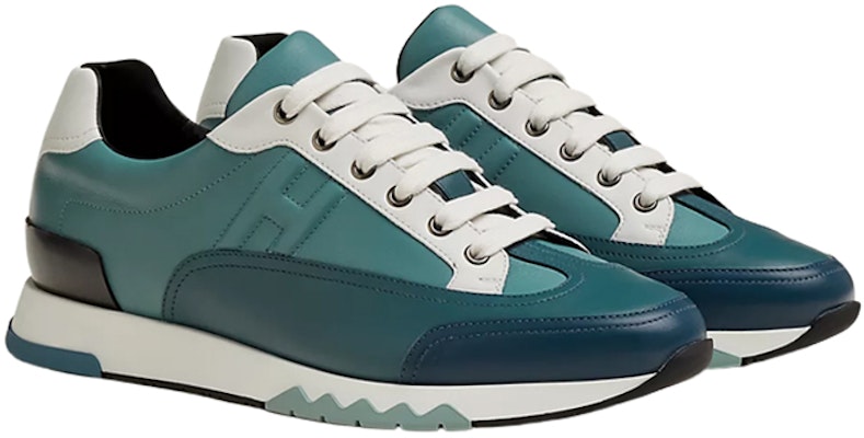 HERMES Calfskin Lace-Up Sneakers 'Green Blue' H191395Z-HMB Lookbook HERMES Calfskin Lace-Up Sneakers 'Green Blue' H191395Z-HMB