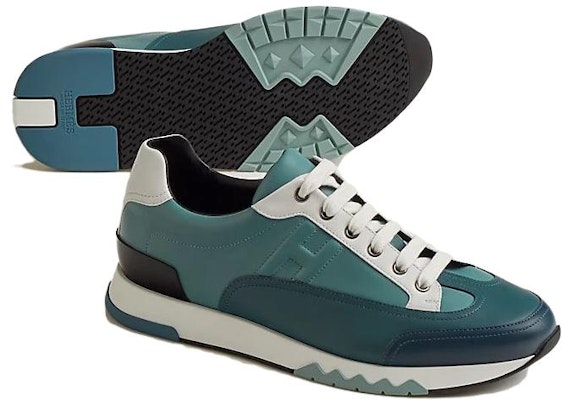 HERMES Calfskin Lace-Up Sneakers 'Green Blue' H191395Z-HMB Purchase HERMES Calfskin Lace-Up Sneakers 'Green Blue' H191395Z-HMB