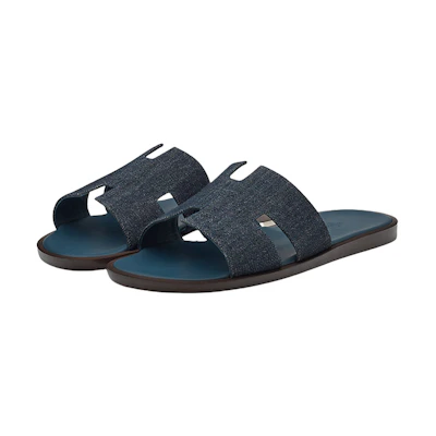 HERMES Calfskin Sandals 'Navy Blue'