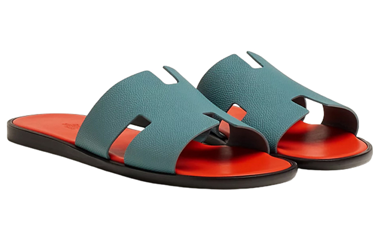 Lookbook Selipar Kulit Anak Lembu HERMES 'Biru Jingga' H221824Z-H7Q