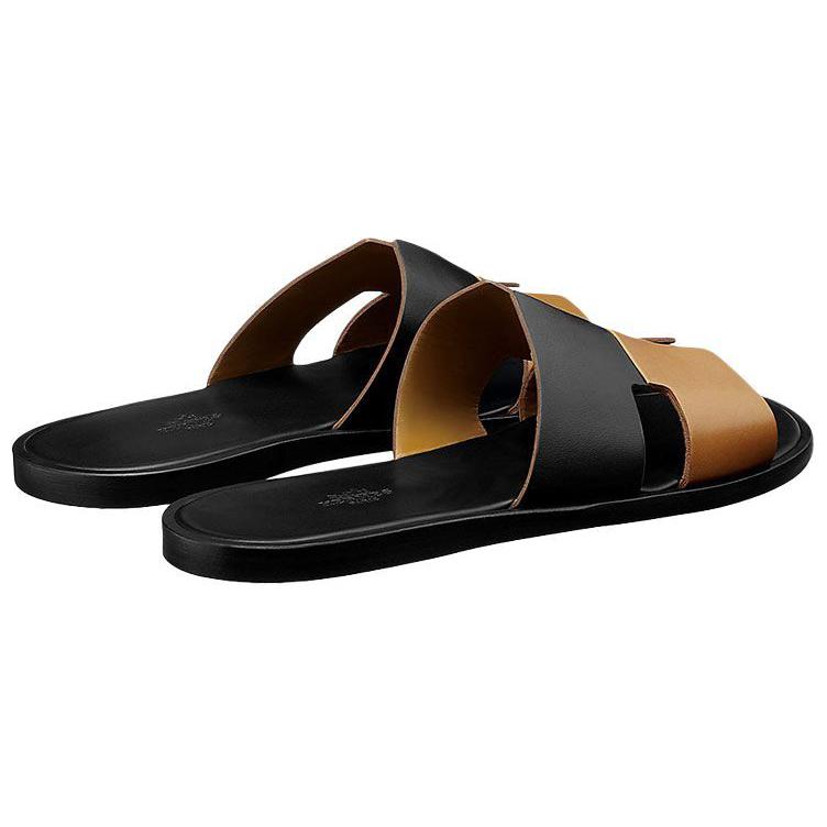 Shop Sandal HERMES dari Kulit Anak Sapi 'Hitam Coklat' H172460Z-H31