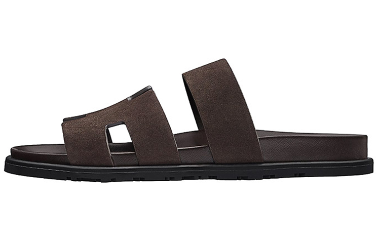 HERMES Calfskin Slippers 'Dark Brown' H202862Z-HT1