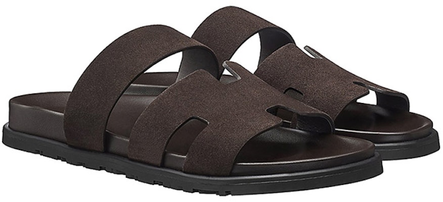 HERMES Calfskin Slippers 'Dark Brown' H202862Z-HT1 Order HERMES Calfskin Slippers 'Dark Brown' H202862Z-HT1