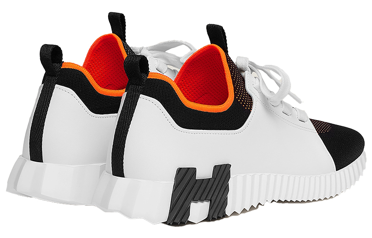 Shop HERMES Sepatu Sneakers Kulit Sapi 'Putih Hitam' H212918Z-H1