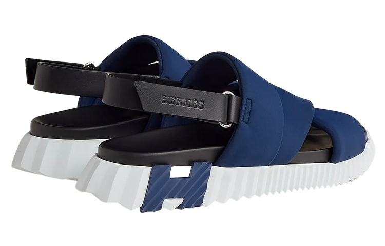 Shop HERMES Kalfsleer Gevlochten Open-Teen Klittenband Sandalen ''Blauw Fashion'' H231830Z-HI2