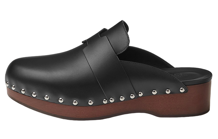 HERMES Calya Mule 'Black Leather Fashion'