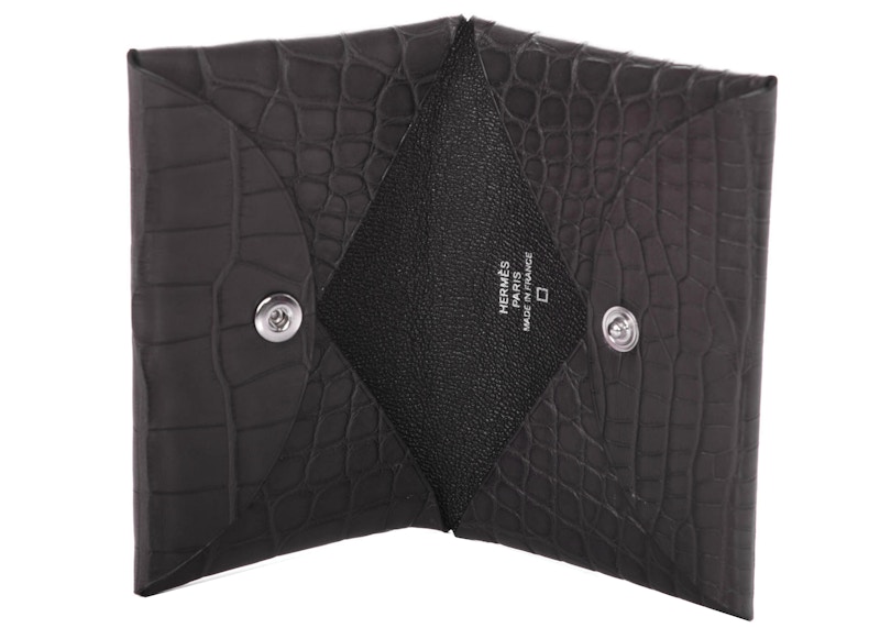 Lookbook Tarjetero Hermes Calvi de Cocodrilo Mate Graphite