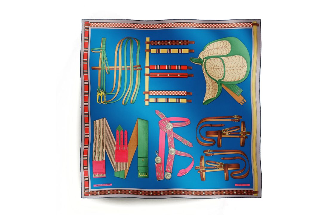 HERMES Carre Large Printed Silk Scarf Unisex Couple Style Multicolor. H004039S 07