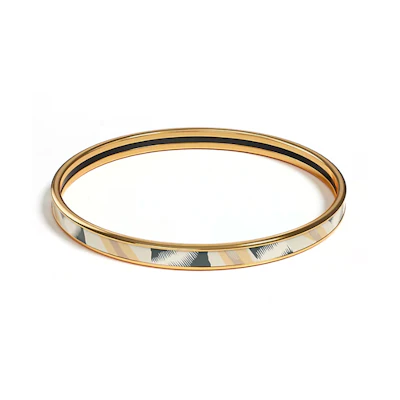 HERMES Carre Print Enamel Bracelet Gold Unisex Couples Edition. H240004F F365