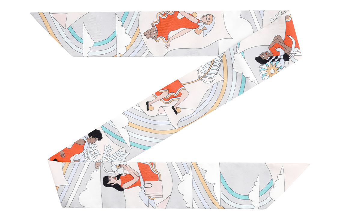 HERMES Carres Volants Twilly Scarf Unisex Couples Design Multicolor H063849S-14 圖 3