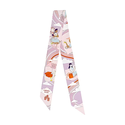 HERMES Carres Volants Twilly Silk Scarf Ribbon Purple H063849S-12