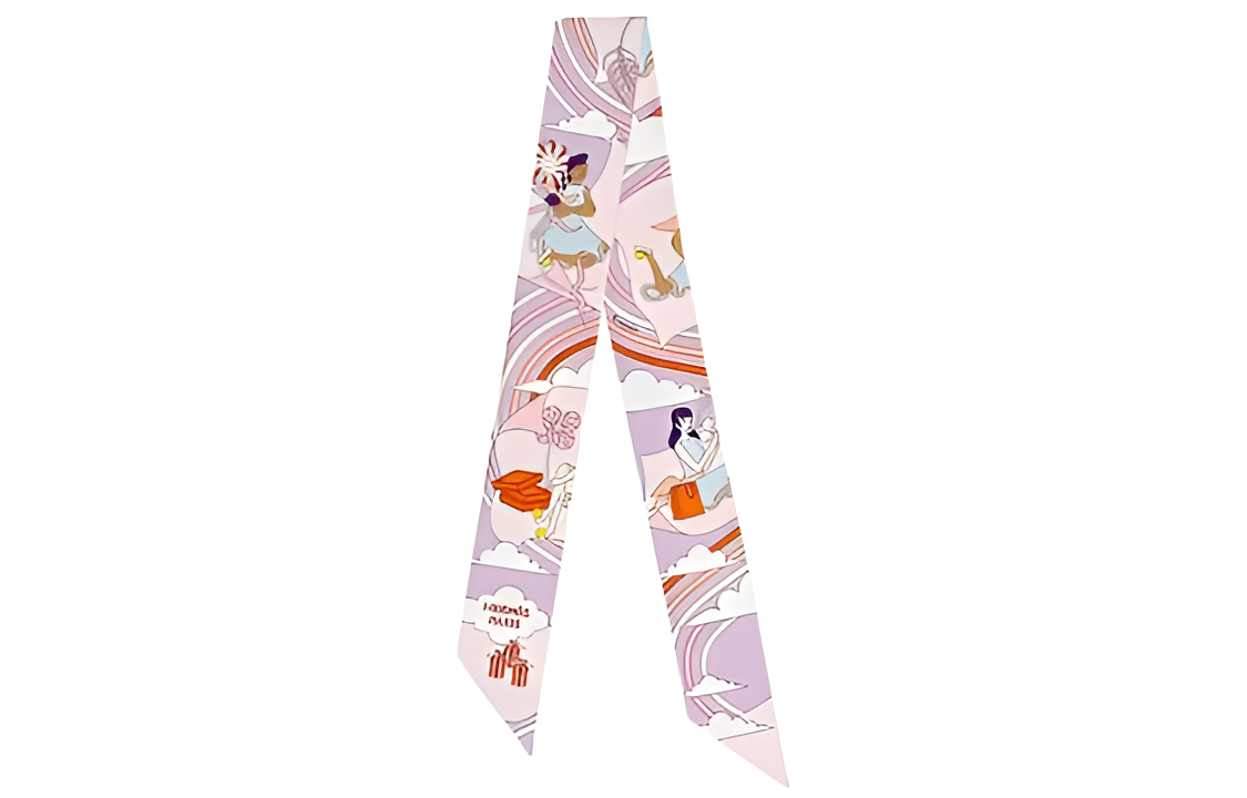 HERMES Carres Volants Twilly Silk Scarf Ribbon Purple H063849S-12 圖 2