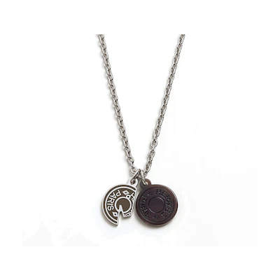 HERMES Carrousel Horn Pendant Necklace Palladium-Plated Metal Gray for Men. H077325FP92
