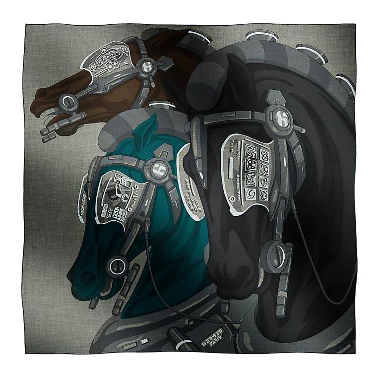 HERMES Cartoon Design Cashmere Silk Scarf for Men - Multicolor H104001T23 圖 2