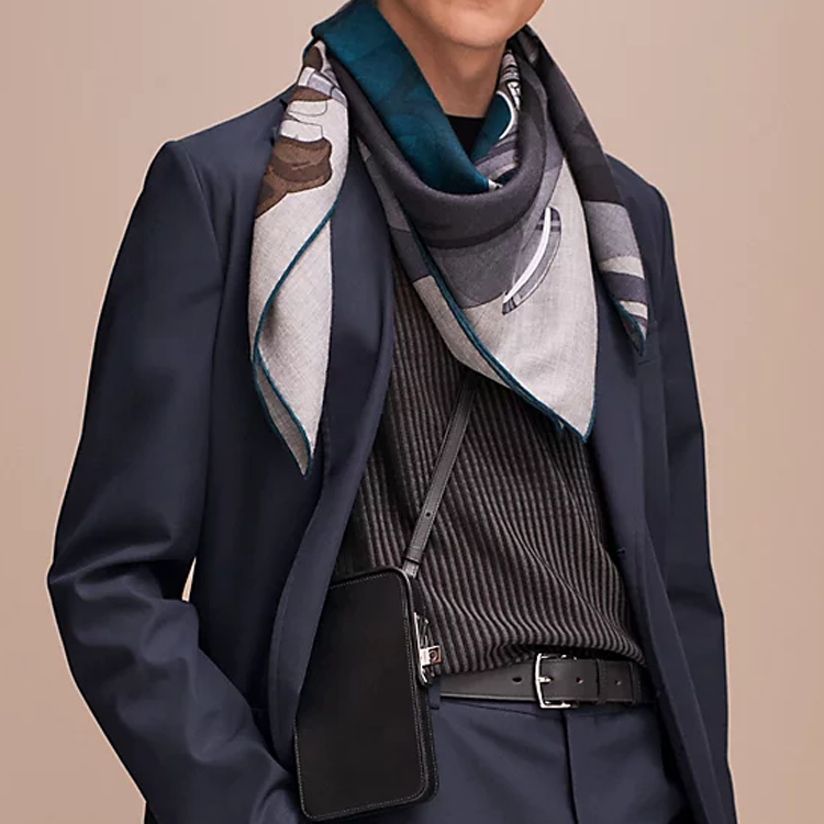 HERMES Cartoon Design Cashmere Silk Scarf for Men - Multicolor H104001T23 圖 4