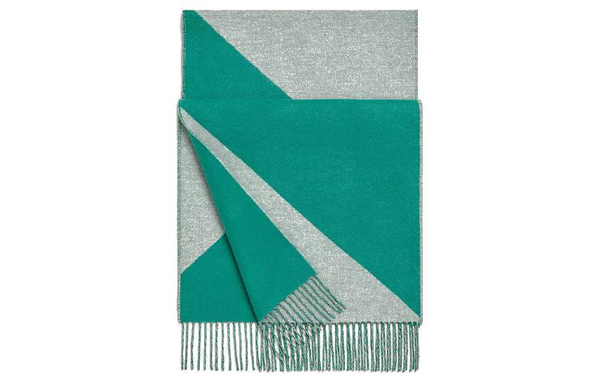 HERMES Casaque Cashmere Scarf Light Grey/Jewel Green H259094S-02
