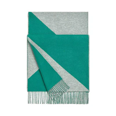 HERMES Casaque Cashmere Scarf Light Grey/Jewel Green H259094S-02