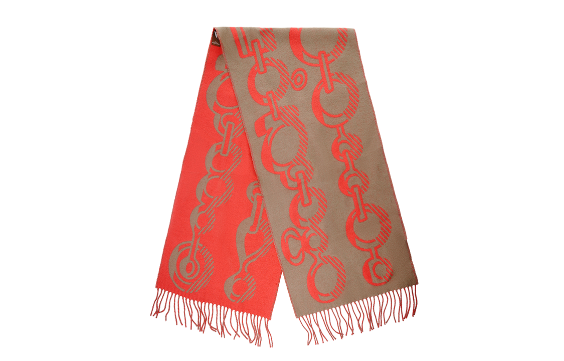 HERMES Casaque Do Re Boucles Cashmere Scarf Red/Grey Unisex Jockey Design H259092S-05 圖 2