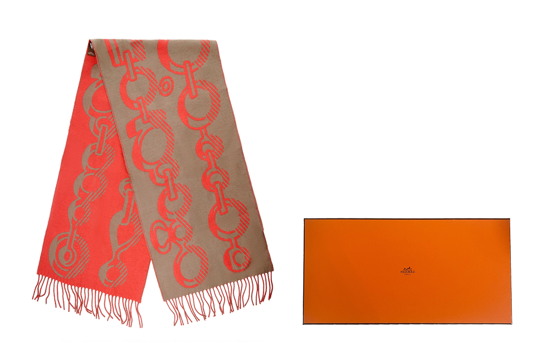 HERMES Casaque Do Re Boucles Cashmere Scarf Red/Grey Unisex Jockey Design H259092S-05 圖 5