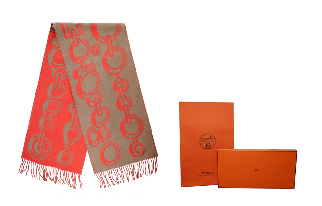 HERMES Casaque Do Re Boucles Cashmere Scarf Red/Grey Unisex Jockey Design H259092S-05 圖 6