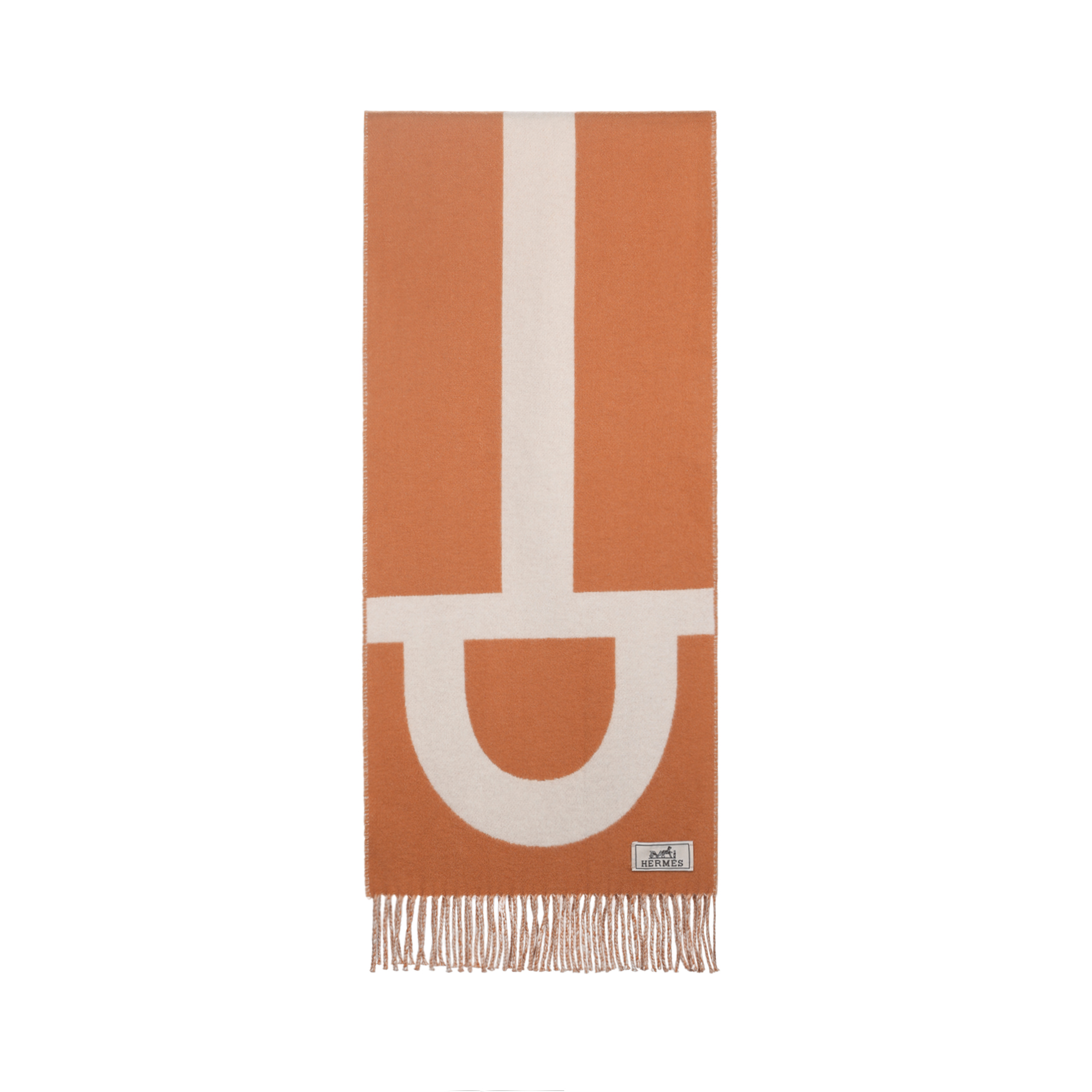 HERMES Casaque Grand Mors Cashmere Scarf Unisex Couple Style in Orange. H259116S01