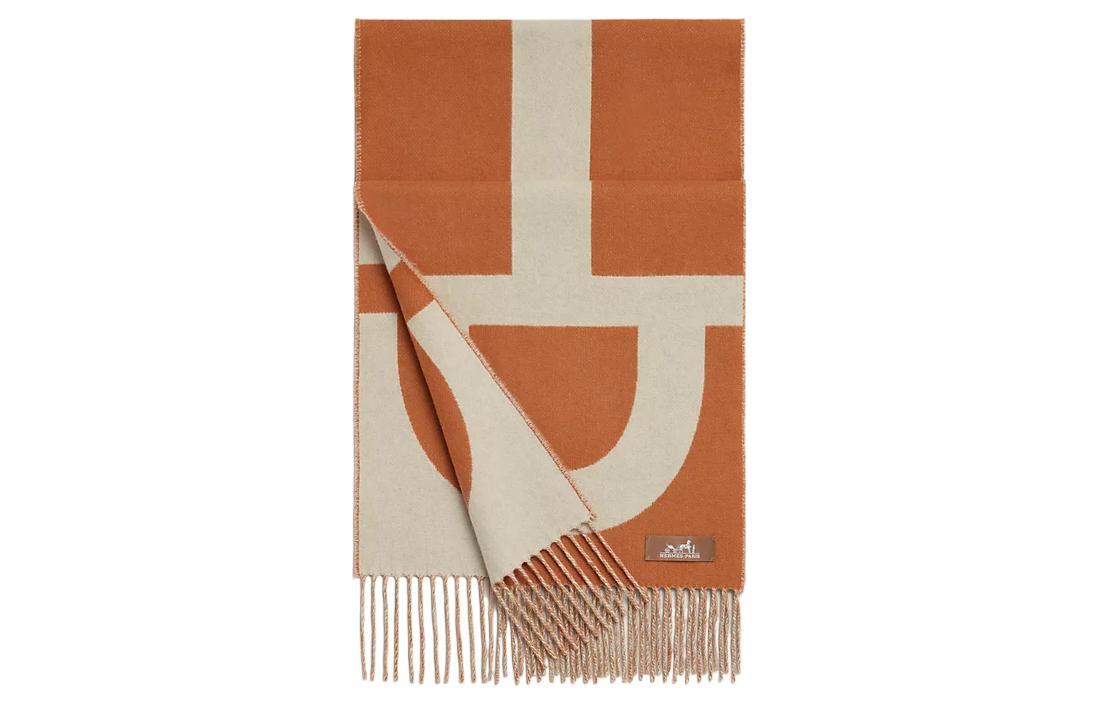 HERMES Casaque Grand Mors Cashmere Scarf Unisex Couple Style in Orange. H259116S01 圖 2