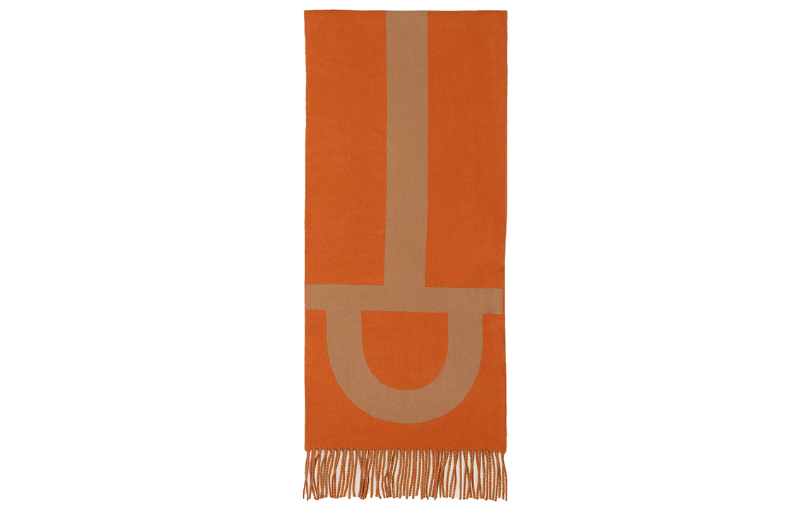 HERMES Casaque Grand Mors Jacquard Scarf Cashmere Silk Unisex Orange H259116S-02 圖 2
