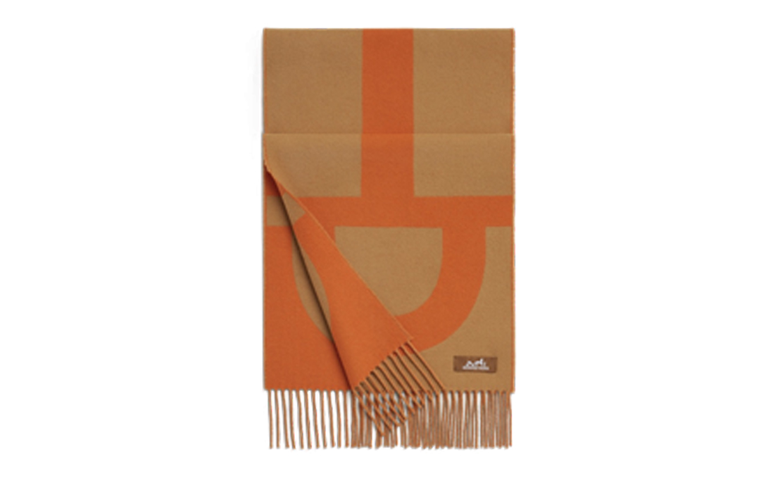 HERMES Casaque Grand Mors Jacquard Scarf Cashmere Silk Unisex Orange H259116S-02 圖 5