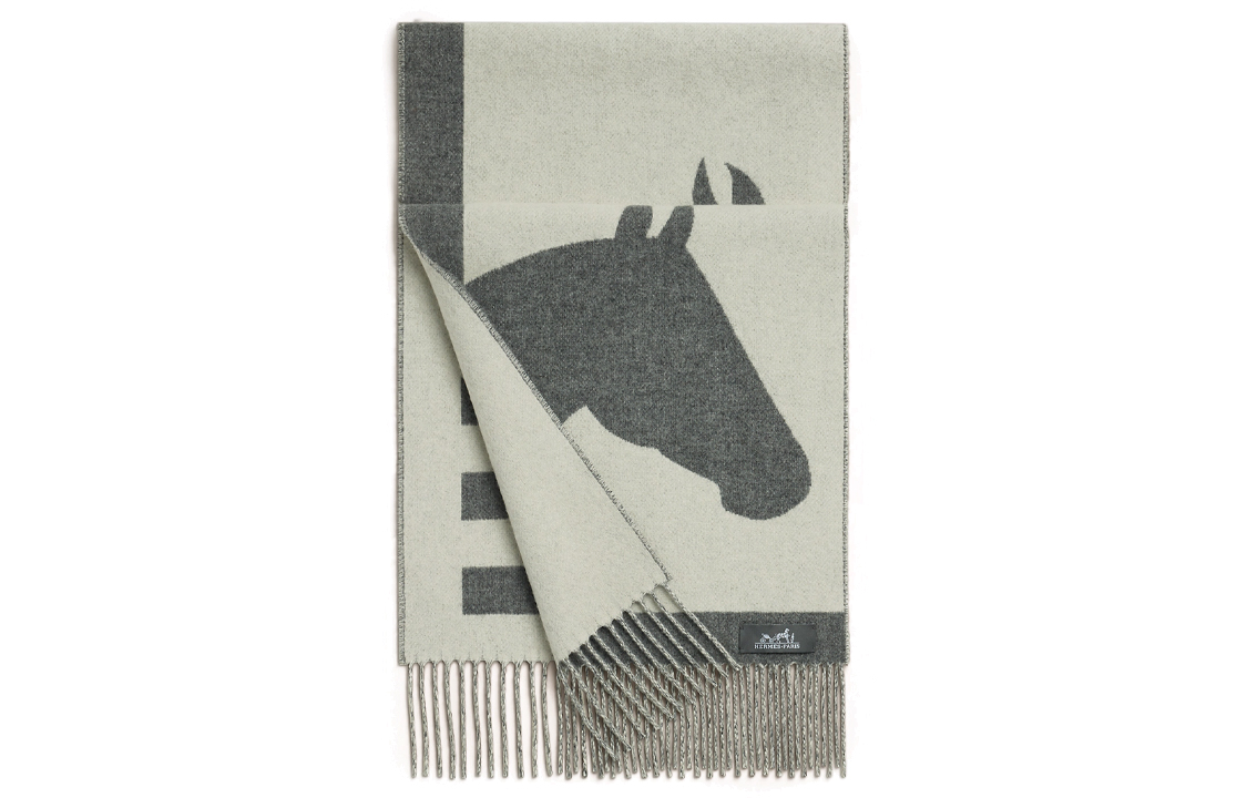 HERMES Casaque Love Story Cashmere Scarf Unisex Couple Style Gray. H254043S 02 圖 2