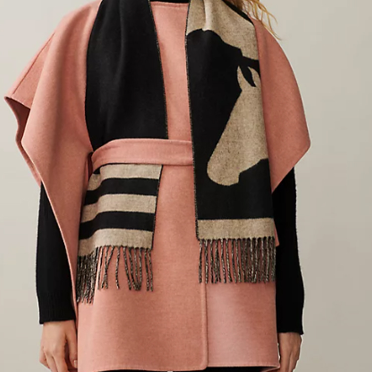 HERMES Casaque Love Story Cashmere Scarf Unisex Couple Style - Black. H254043S 01 圖 3