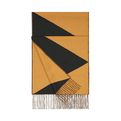 HERMES Casaque V-Pattern Wool Scarf Unisex Brown H259077S-05