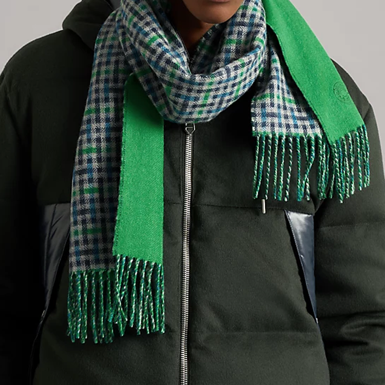 HERMES Cashmere Checkered Scarf for Men H393832T 04 圖 3