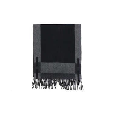 HERMES Cashmere Embroidered Logo Scarf Black - Unisex Couple Style. H393870T 11