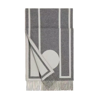 HERMES Cashmere Fringe Scarf Unisex Couple Style - Grey h259105s01