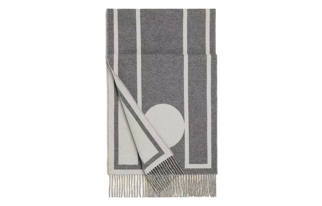 HERMES Cashmere Fringe Scarf Unisex Couple Style - Grey h259105s01 圖 2