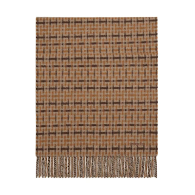 HERMES Cashmere Jacquard Knit Scarf Unisex Couple Style in Brown. H393865T 02