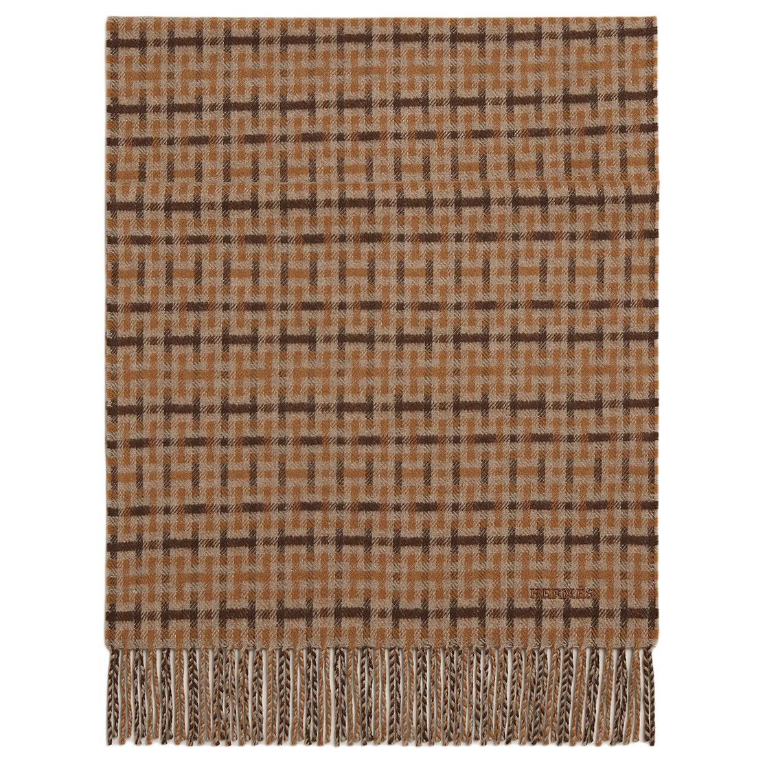 HERMES Cashmere Jacquard Knit Scarf Unisex Couple Style in Brown. H393865T 02 圖 2