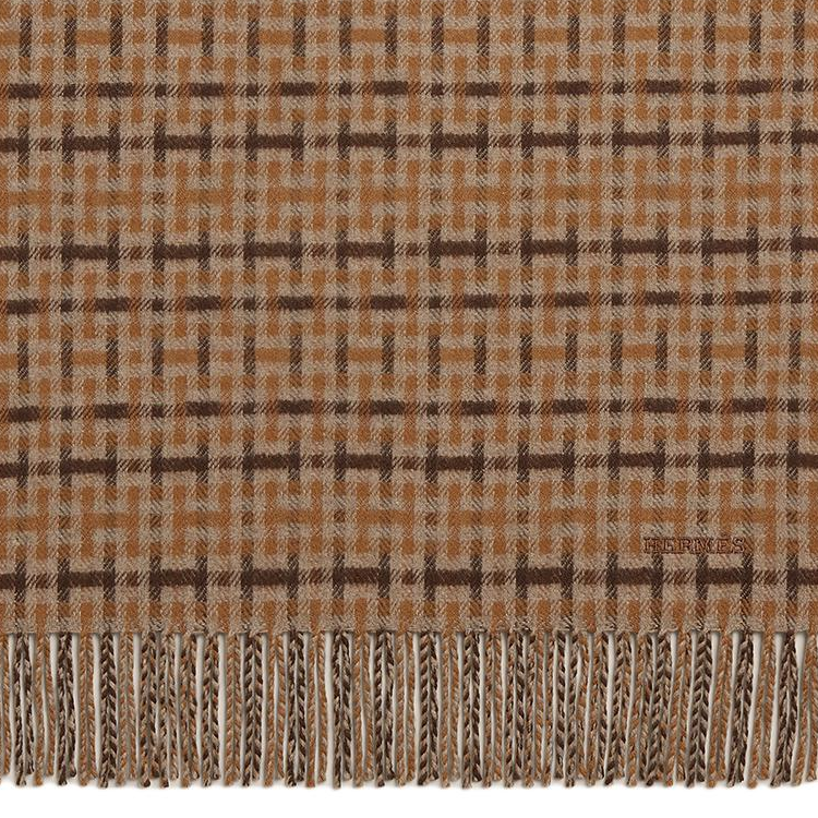 HERMES Cashmere Jacquard Knit Scarf Unisex Couple Style in Brown. H393865T 02 圖 3