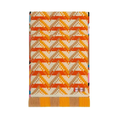 HERMES Cashmere Logo Scarf Camel/Orange Unisex Couple Style. H269137S06