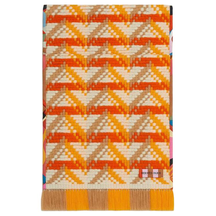 HERMES Cashmere Logo Scarf Camel/Orange Unisex Couple Style. H269137S06 圖 2