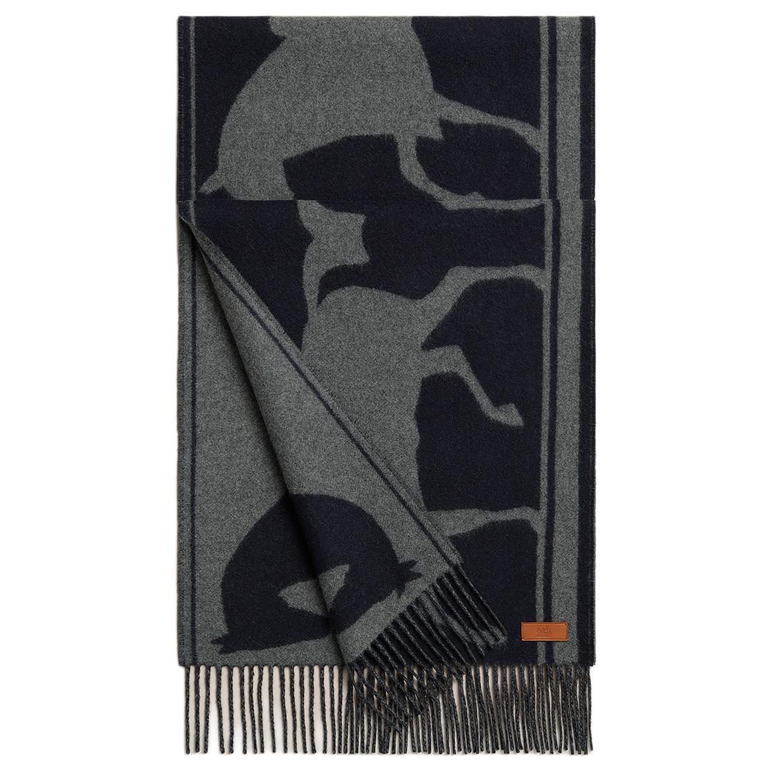 HERMES Cashmere Printed Scarf Unisex Couple Design in Dark Gray. H259141S 03