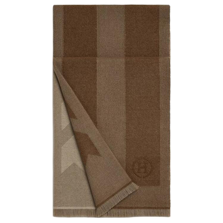 HERMES Cashmere Scarf Brown Multi-Color Design Unisex H394080T05 圖 2