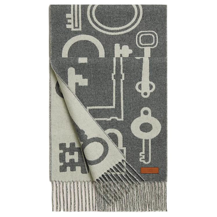 HERMES Cashmere Scarf Grey Unisex Couple Design H259142S 01 圖 2