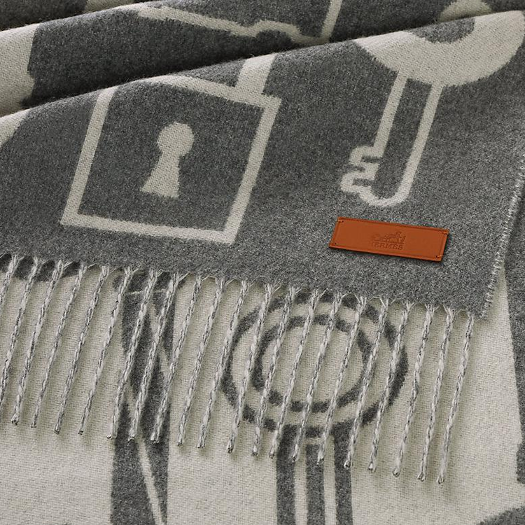 HERMES Cashmere Scarf Grey Unisex Couple Design H259142S 01 圖 4