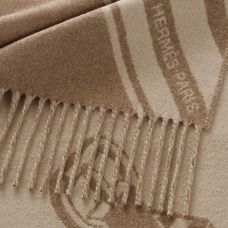 HERMES Cashmere Scarf Khaki Unisex Couple Design Pattern Accessory H394808T 01 圖 4