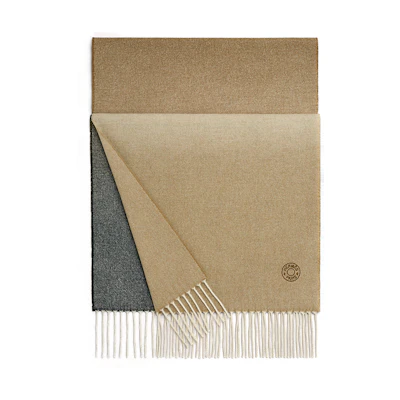 HERMES Cashmere Scarf with Tassels for Men in Camel Color. H394805Tv05